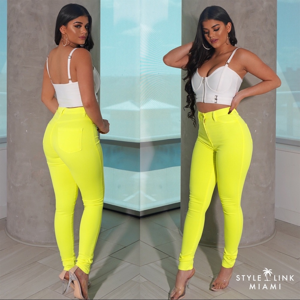 Neon Yellow Skinny Leg Jeans